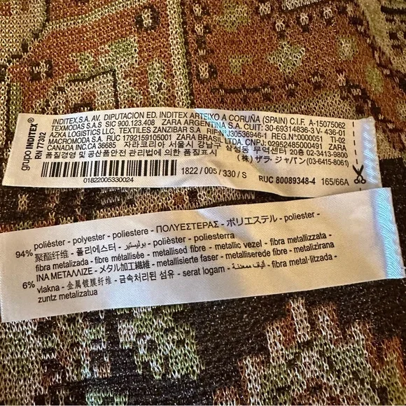 ZARA Metallic knit jacquard wide leg crop pants Small NWT - Picture 8 of 8